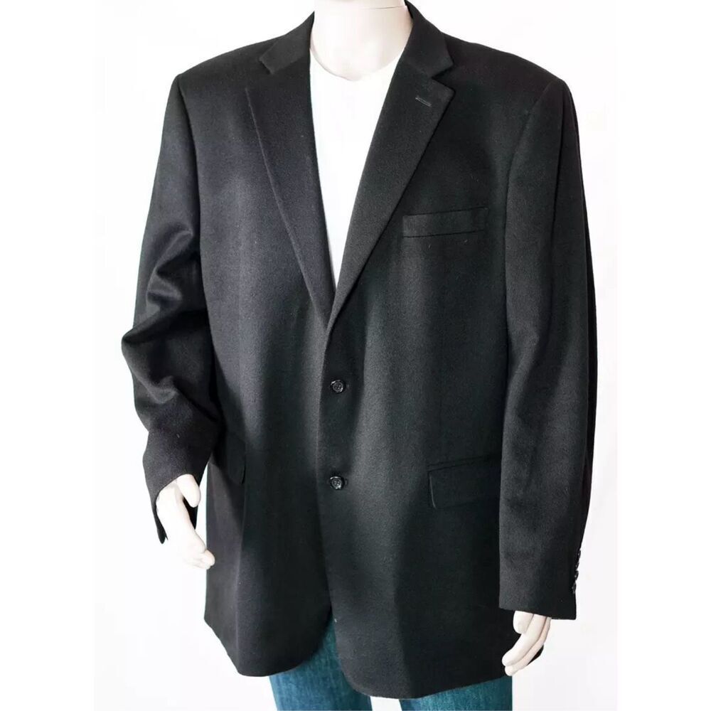 ✨Pavone 100% Pure Cashmere Black Sz 42 Regular Grey/Black Blazer Jacket✨